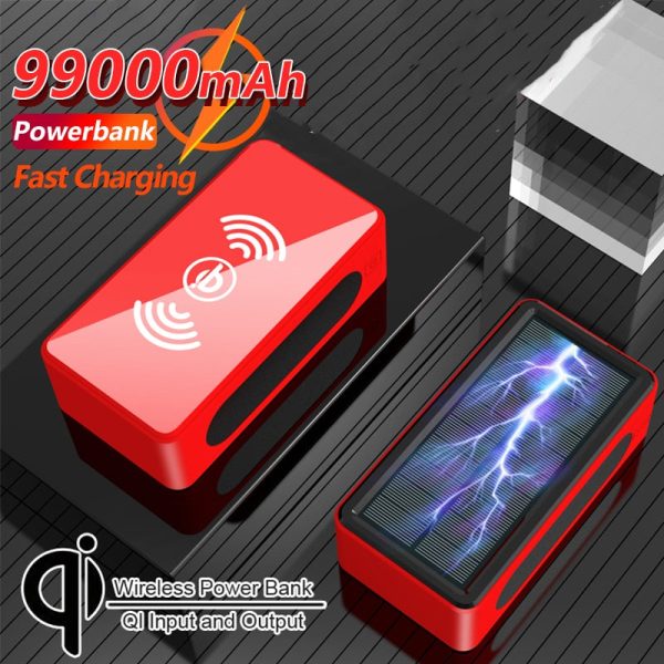 99000mAh Qi Solar Wireless Charging Power Bank Fashion