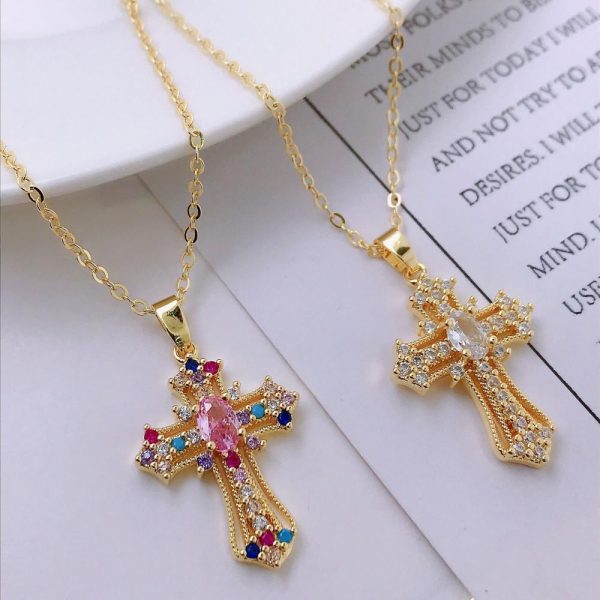 Luxury Zircon Cross Necklace For Discount