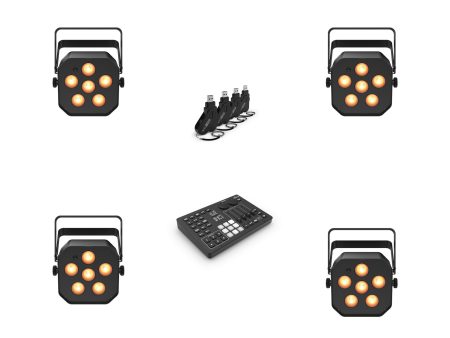 Chauvet DJ Quad Color RGBA LED Par DJ Lighting Package with USB Transceiver and Wireless Lighting Controller Hot on Sale