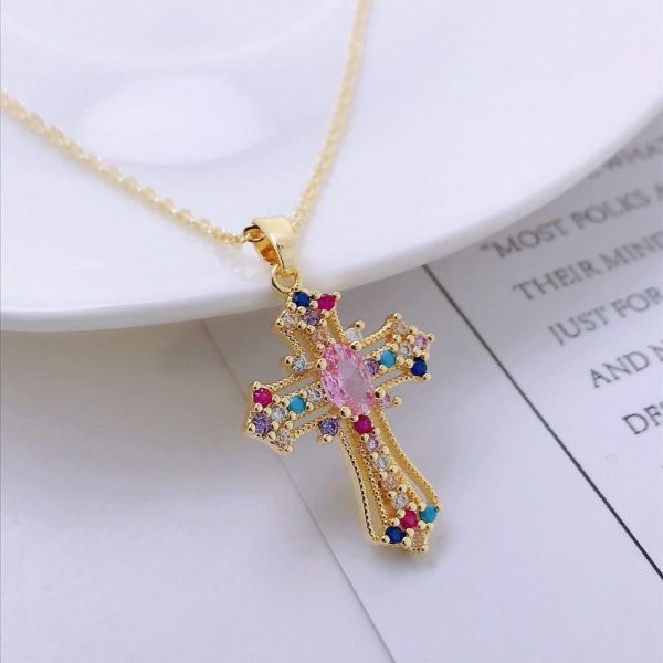 Luxury Zircon Cross Necklace For Discount