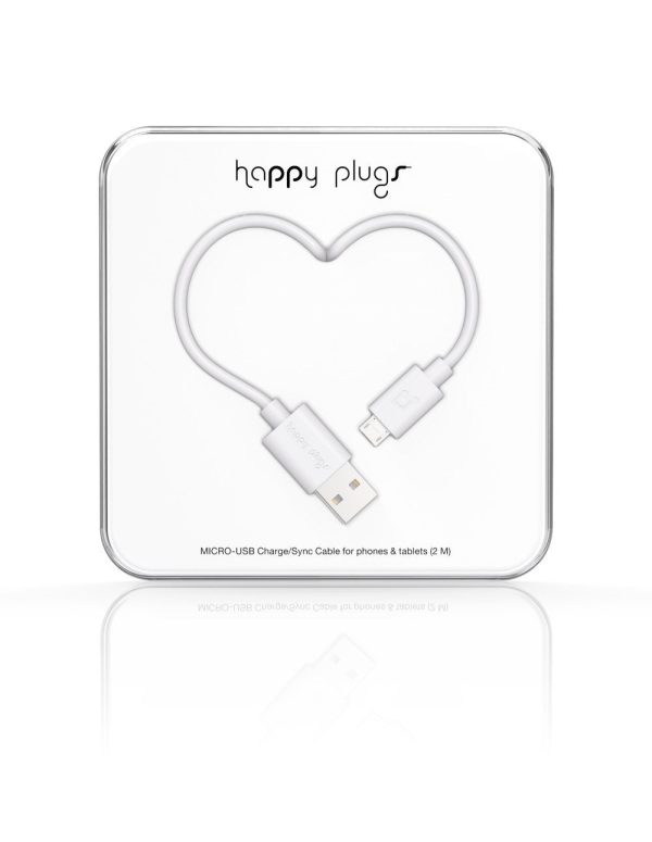 Happy Plugs Micro-USB Charge Sync Cable - White Online