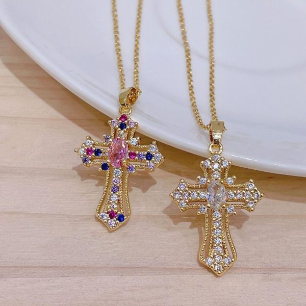 Luxury Zircon Cross Necklace For Discount