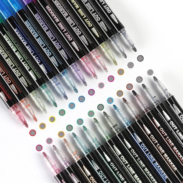 12-color Outline Metallic Markers Hot on Sale