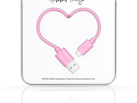 Happy Plugs Micro-USB Charge Sync Cable - Pink Online now