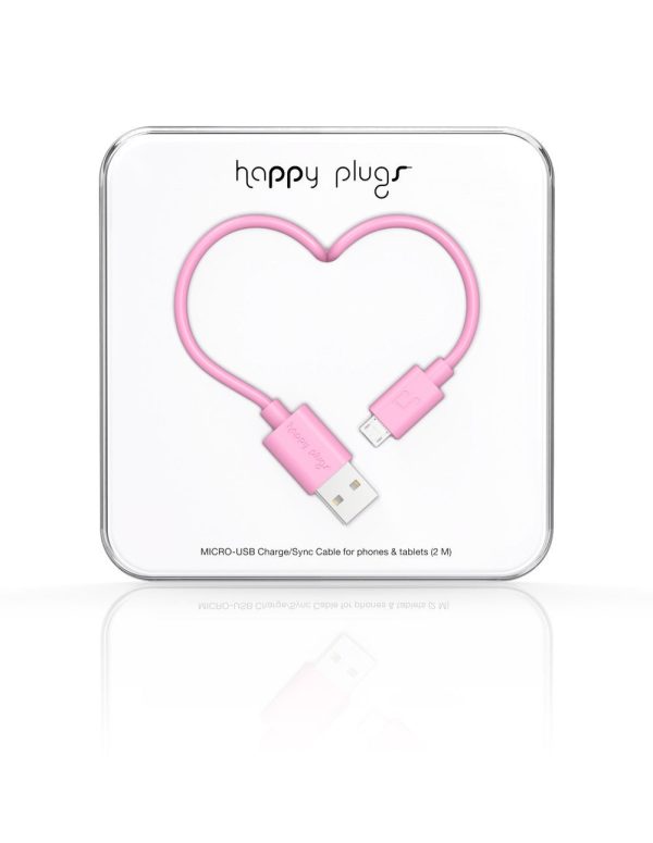 Happy Plugs Micro-USB Charge Sync Cable - Pink Online now