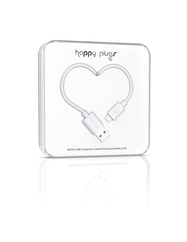 Happy Plugs Micro-USB Charge Sync Cable - White Online