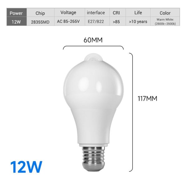 12W PIR Motion Sensor Light Bulb Online now