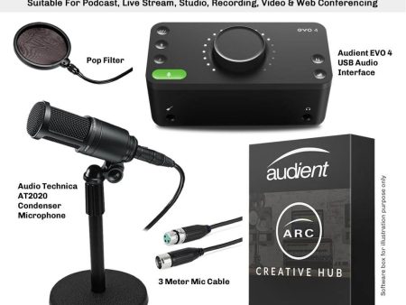 Live Streaming and Recording with Audient EVO 4 and AT2020 Microphone Bundle and Tabletop Mic Stand X4A Sale