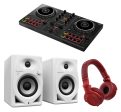 Pioneer DJ DDJ200 Controller Package with Red On-Ear Headphones and White Active Monitor Speaker Cheap