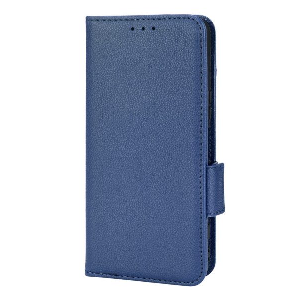 Sony Xperia 5 IV Litchi Læder Cover m. Pung - Mørk Blå Hot on Sale