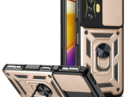 Xiaomi Poco F4 GT Håndværker Cover m. Magnetisk Kickstand & Cam Slider - Guld Online Sale