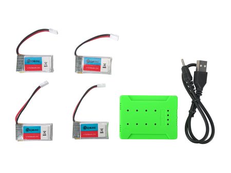 4Pcs 3.7V 350mAh 25C 1S Lipo Battery White Plug with JJRC X8 Charger Online Hot Sale